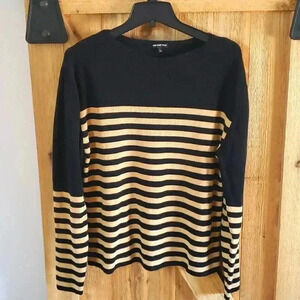 Who What Wear Striped Long Sleeve Sweater Large Black Tan